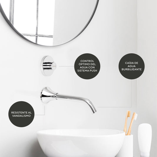 Llave temporizadora para lavabo con brazo