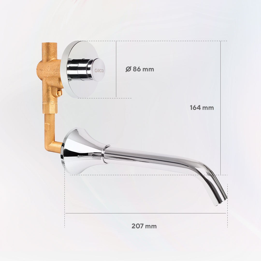 Llave temporizadora para lavabo con brazo